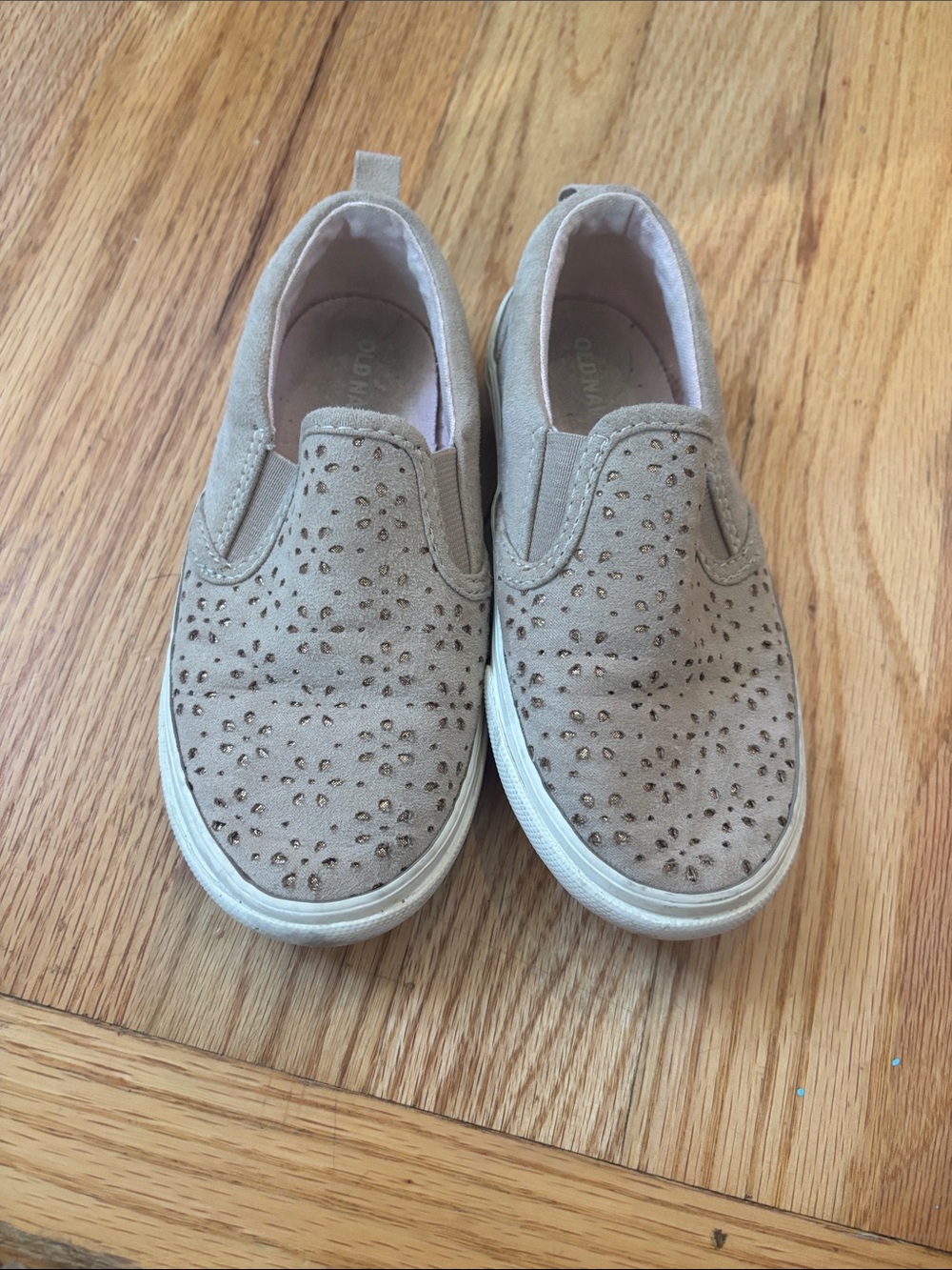 Girls' Slip-On Sneakers in Taupe with Perforated Detail